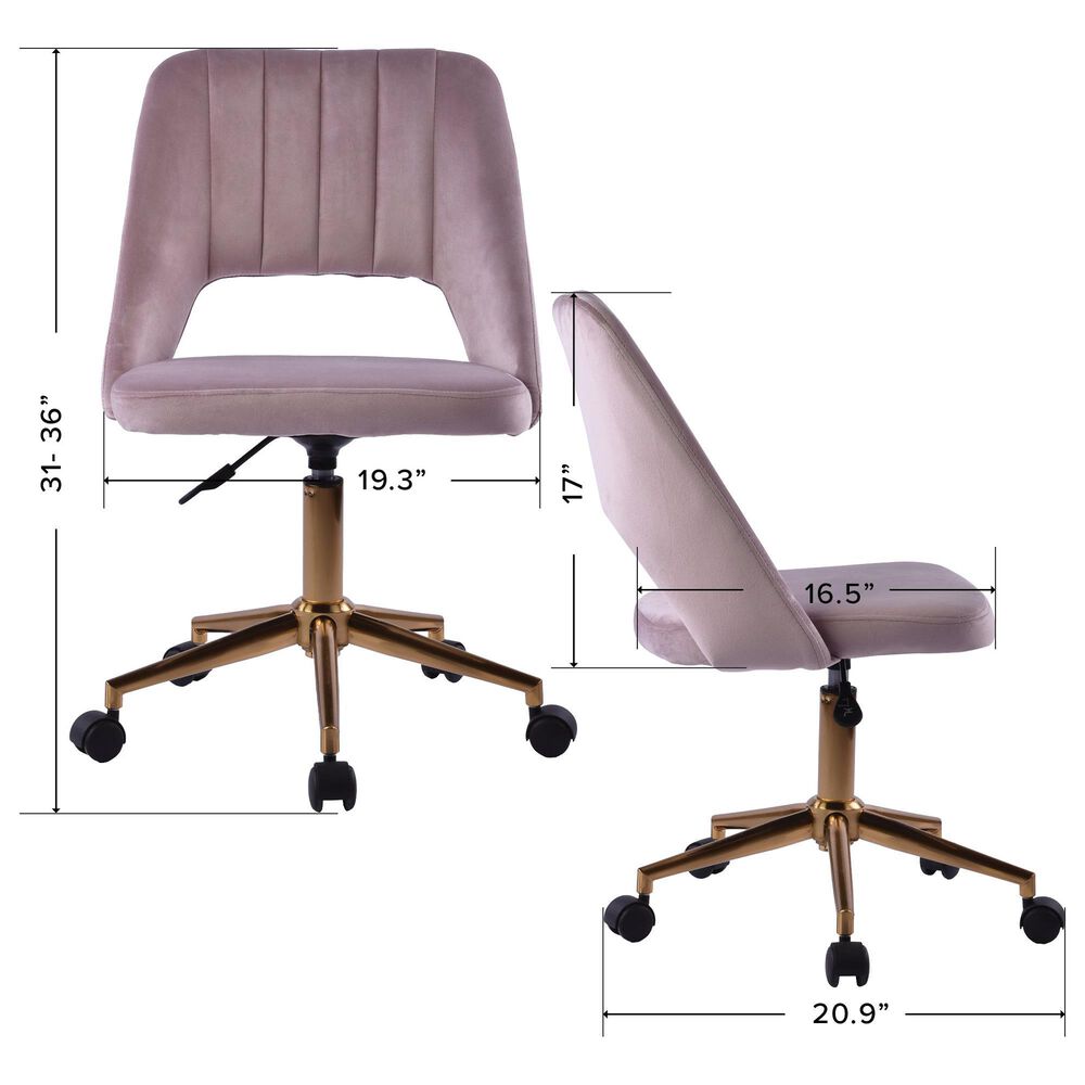 Impressions Vanity Maya Swivel Vanity Chair with Pink Cushion in Gold, , large