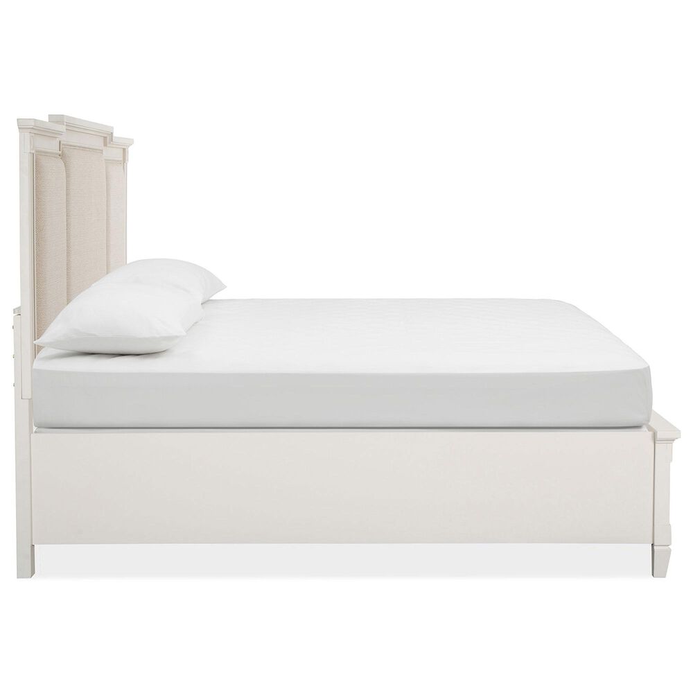 Nicolette Home Willowbrook King Storage Bed with Upholstered Headboard with Two Nightstands in Egg Shell White, , large
