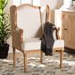 Baxton Studio Rachana Accent Chair with Honey Oak Frame in Beige, , large