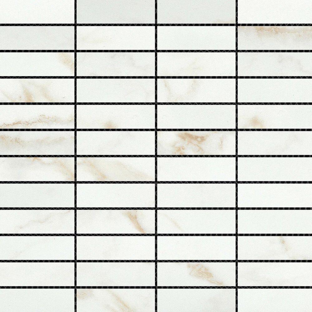 Emser Visconde Oro 1" x 3" Stacked on 12" x 12" Porcelain Mosaic Sheet, , large