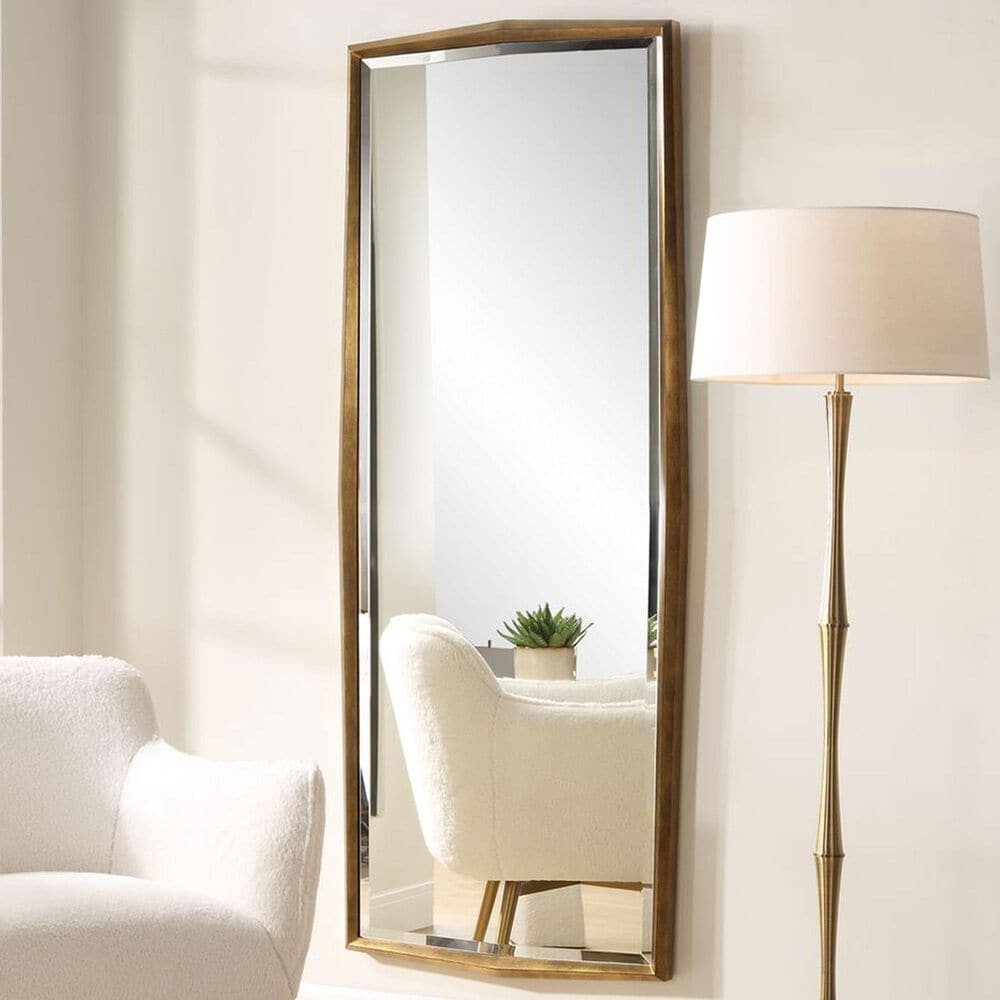 Uttermost On Point Rectangular Wall Mirror in Antiqued Gold Leaf, , large