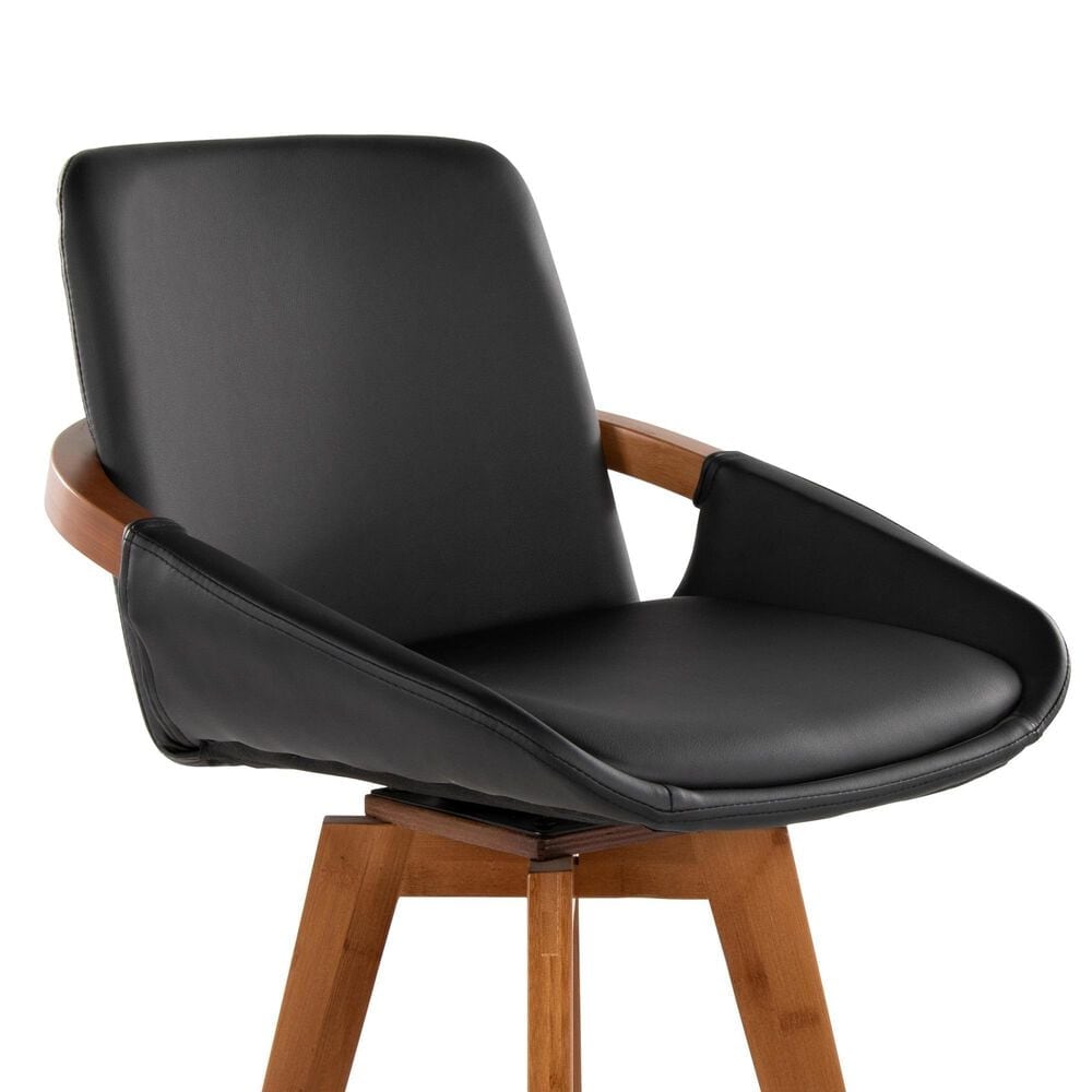 Lumisource Cosmo Swivel Counter Stool in Walnut and Black, , large