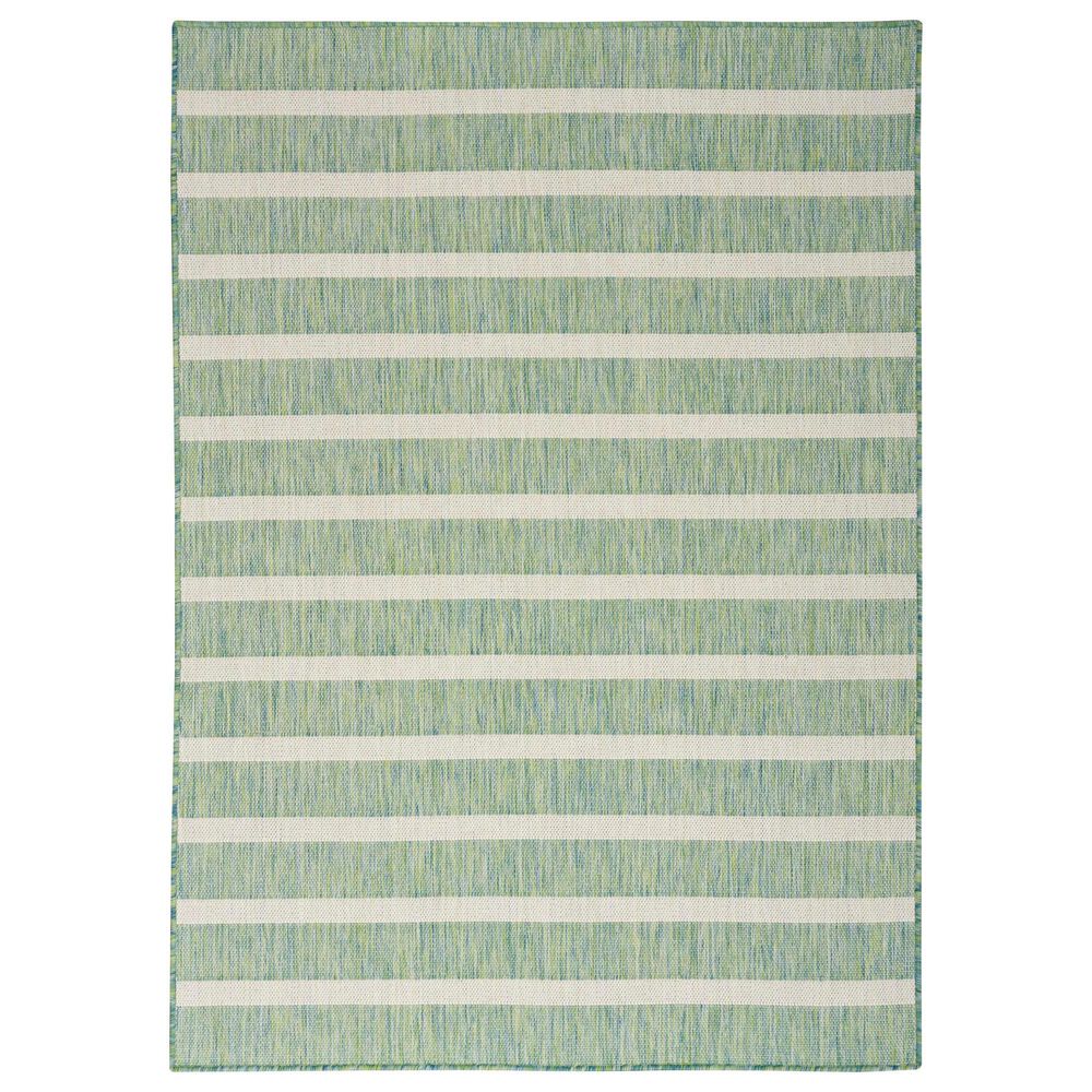 Nourison Positano POS03 Blue, Green and Ivory 9" x 12" Indoor/Outdoor Area Rug, , large
