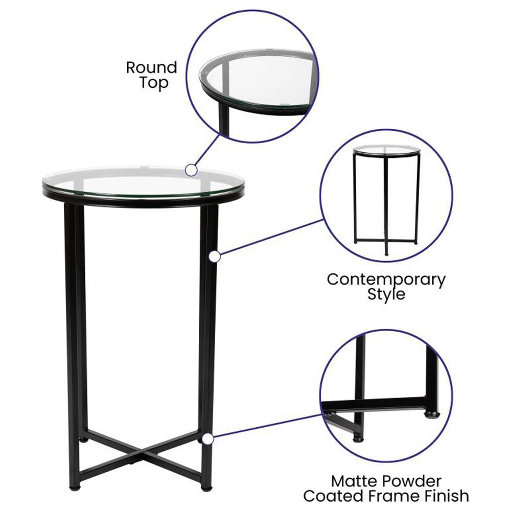 Flash Furniture Greenwich End Table in Matte Black and Clear NFM