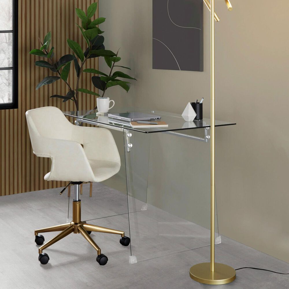 Lumisource Margarite Task Chair with Cream Faux Leather Cushion in Gold, , large