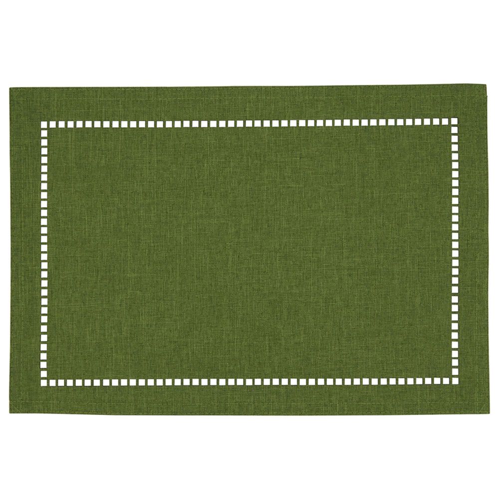 Saro 13" x 19" Laser-Cut Hemstitch Placemat in Green, , large