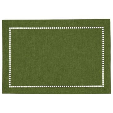 Saro 13" x 19" Laser-Cut Hemstitch Placemat in Green, , large