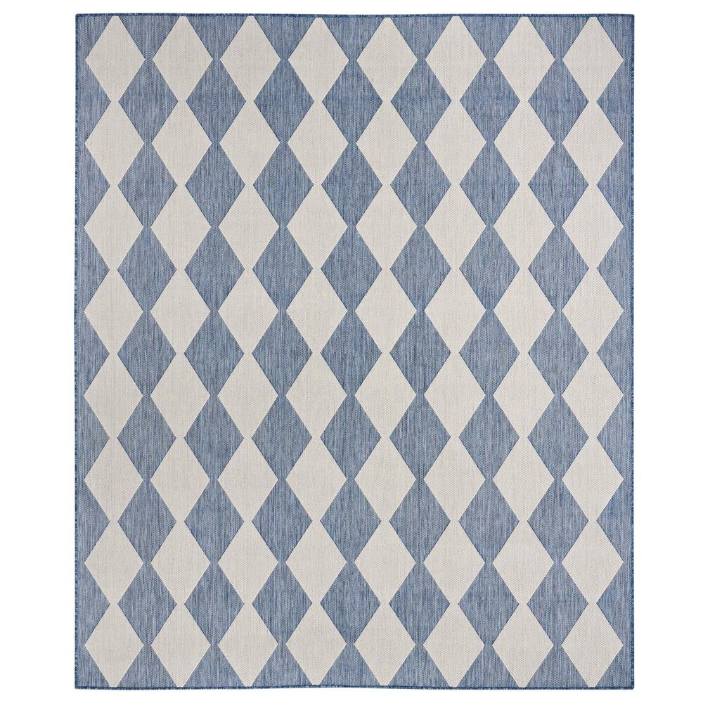 Nourison Positano Geometric Navy Blue 7" x 10" Indoor/Outdoor Area Rug, , large