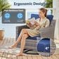 Hearth and Haven 3-Piece Outdoor Wicker Swivel Chair Set with 19" Side Table in Blue, , large