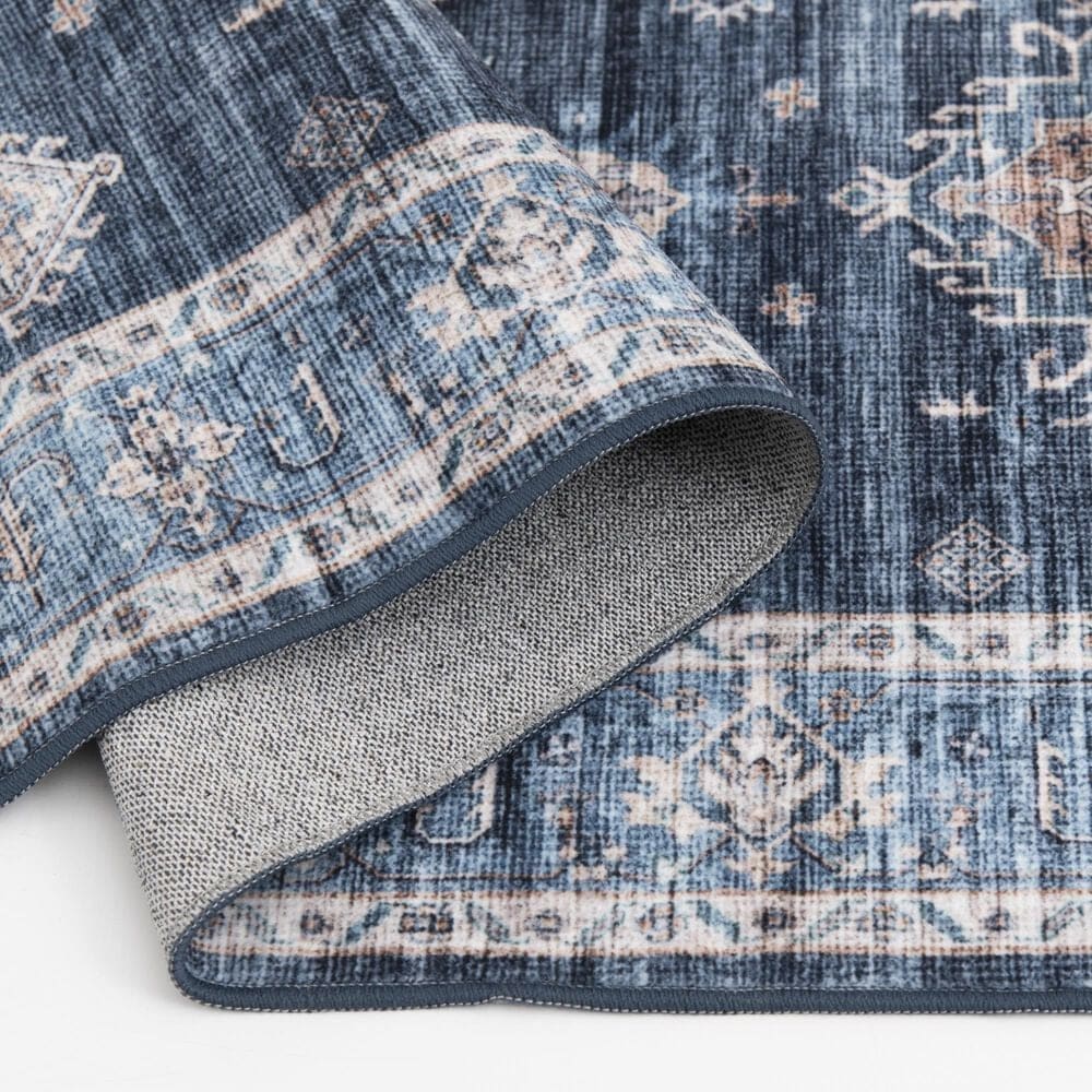 Central Oriental Rugease Velveteen Raquel Navy and Light Blue 7&#39;6&quot; x 9&#39;6&quot; Area Rug, , large