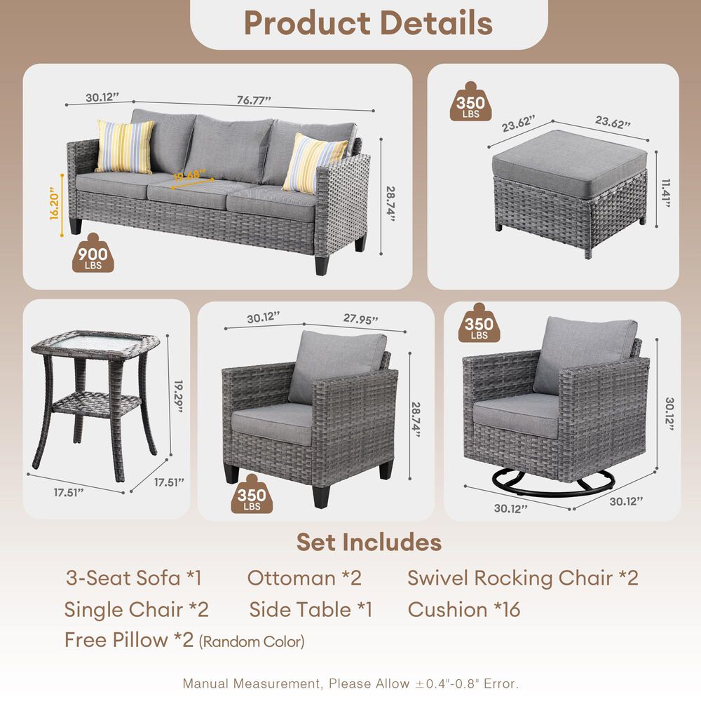 HOMLUX 8-Piece Outdoor Patio Furniture in  Dark Grey, , large
