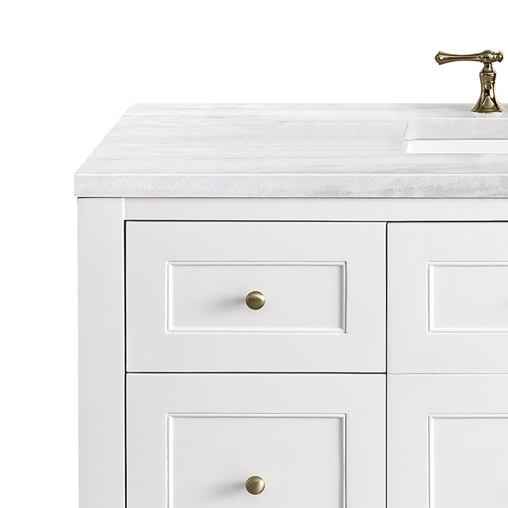 James Martin Vanities Breckenridge 48&quot; Single Bathroom Vanity in Bright White with 3 cm Arctic Fall Solid Surface Top and Rectangular Sink, , large