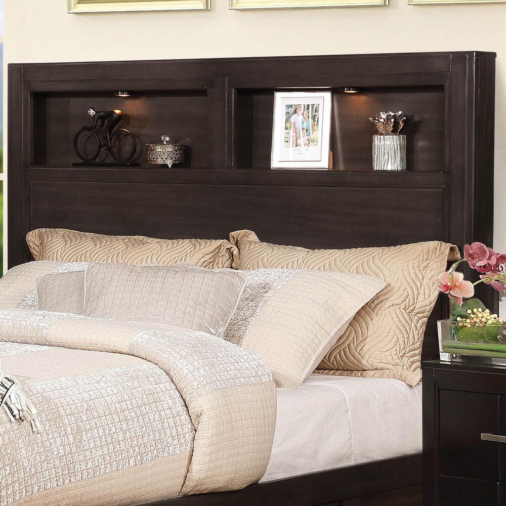Furniture of America Castillo Queen Bookcase Headboard in Espresso, , large