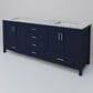 Lexora Home Jacques 72" Double Bathroom Vanity in Navy Blue with 2 cm White Carrara Marble Top and Rectangular Sinks, , large