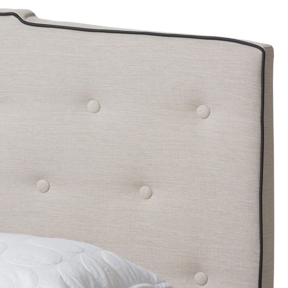 Baxton Studio Vivienne King Upholstered Bed in Light Beige, , large