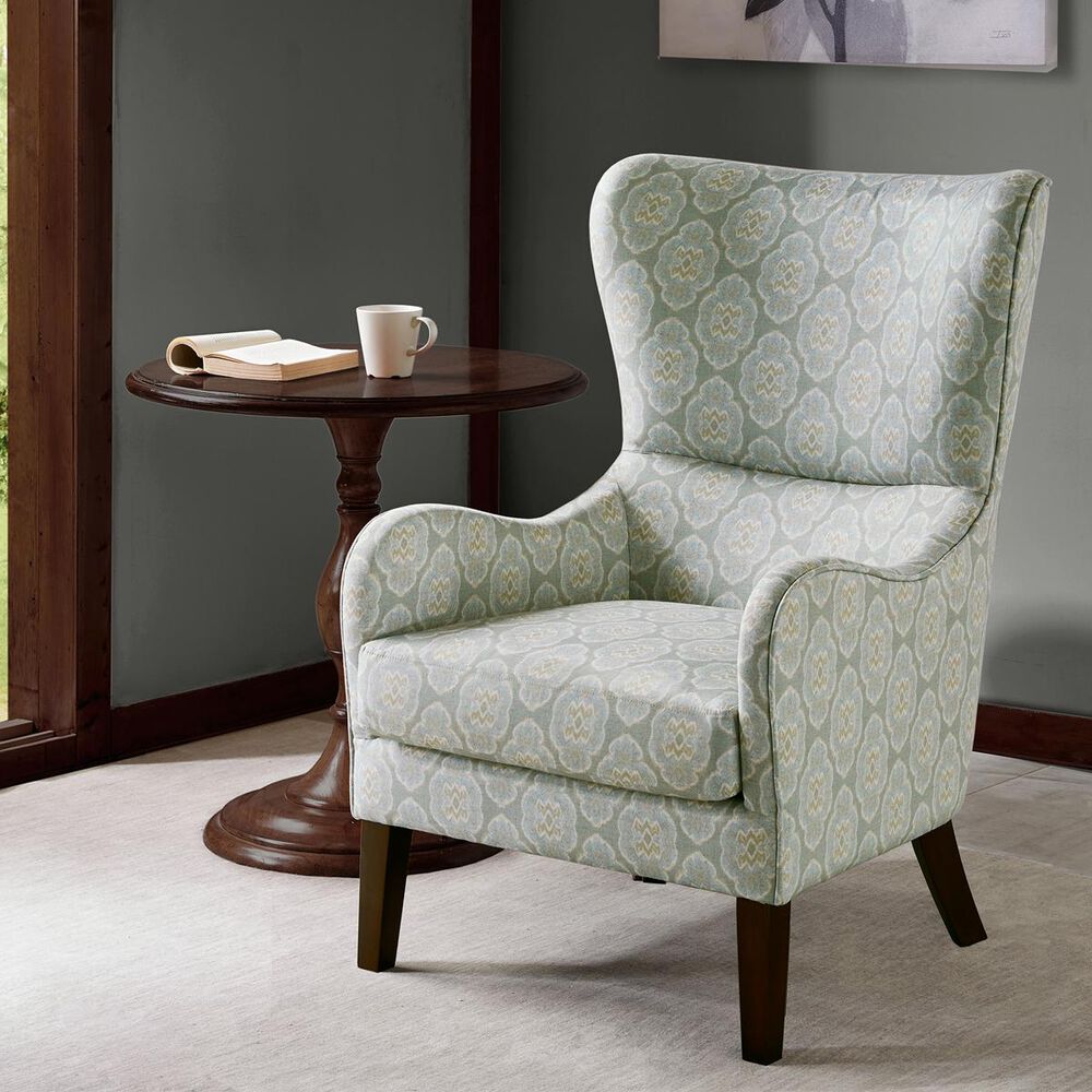 Hampton Park Arianna Swoop Wing Chair in Taki Blue, , large