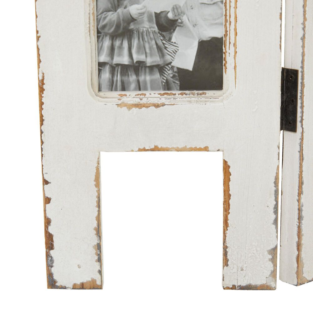 Maple and Jade Farmhouse Room Divider Screen in Distressed White, , large