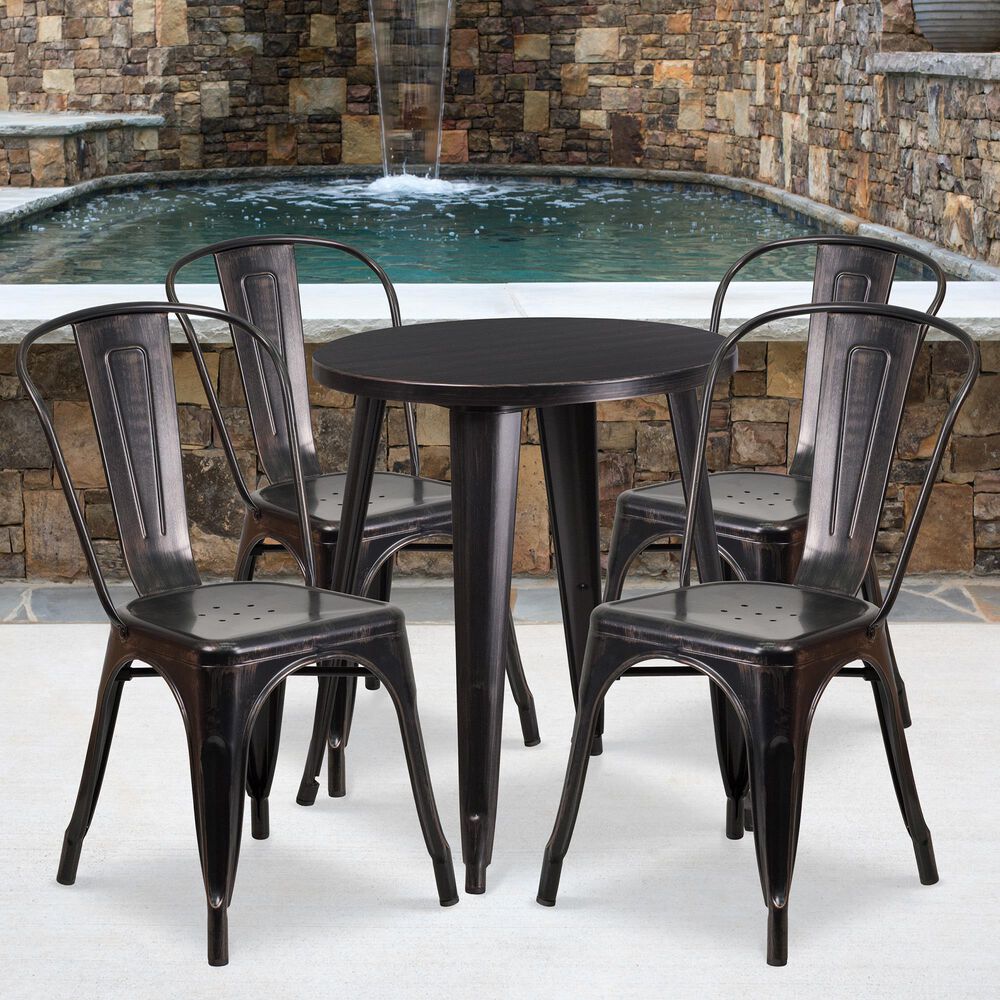 Flash Furniture 5-Piece Table Set in Antique Gold, , large