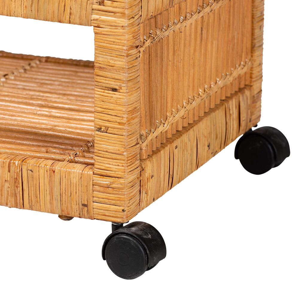 Baxton Studio Genet 2-Tier Kitchen Cart in Natural Brown, , large