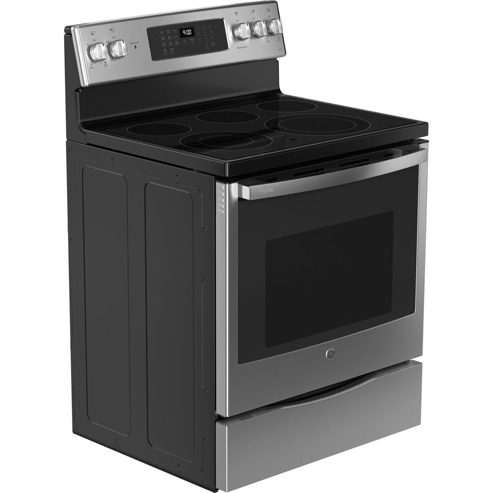 GE Profile 6.2 Cu. Ft. Smart Freestanding Electric Convection Range in Stainless Steel and Black, , large
