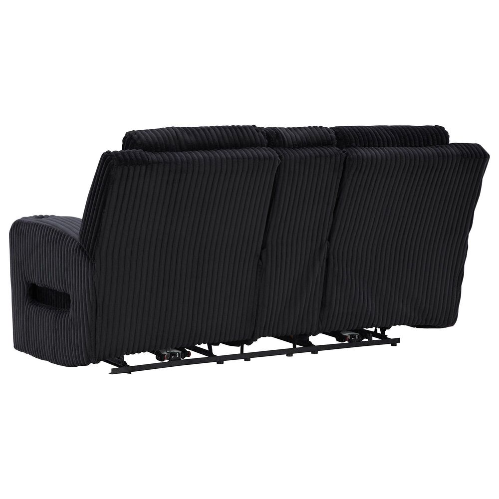 Ashley Forest Lake Power Reclining Loveseat with Console and Adjustable Headrest in Black Velvet, , large