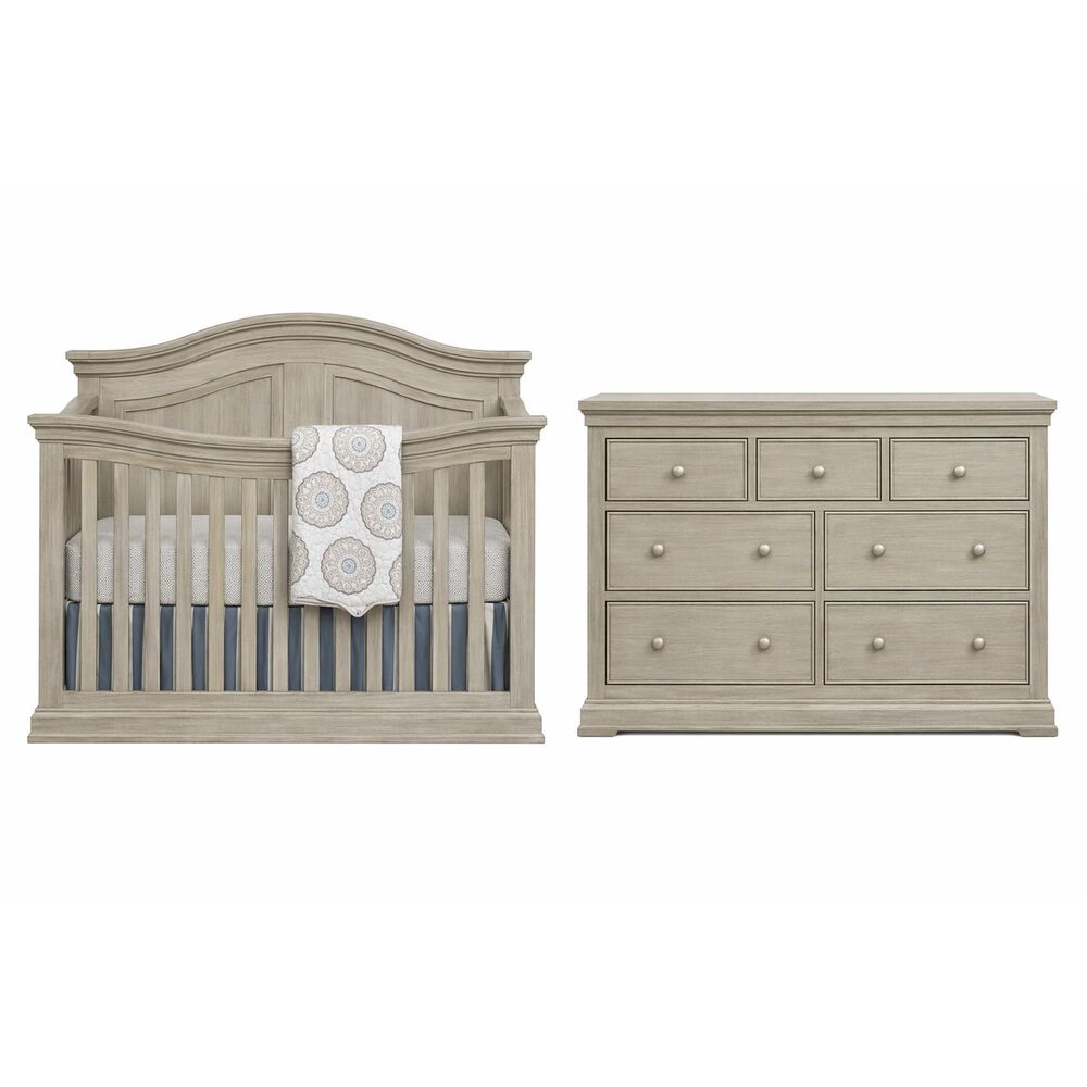 Sorelle Furniture Providence 2 Piece Crib and Dresser Nursery Set in Heritage Fog, , large