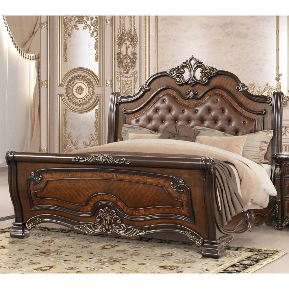 New Heritage Design Belle Notte King Sleigh Bed in Mahogany, , large
