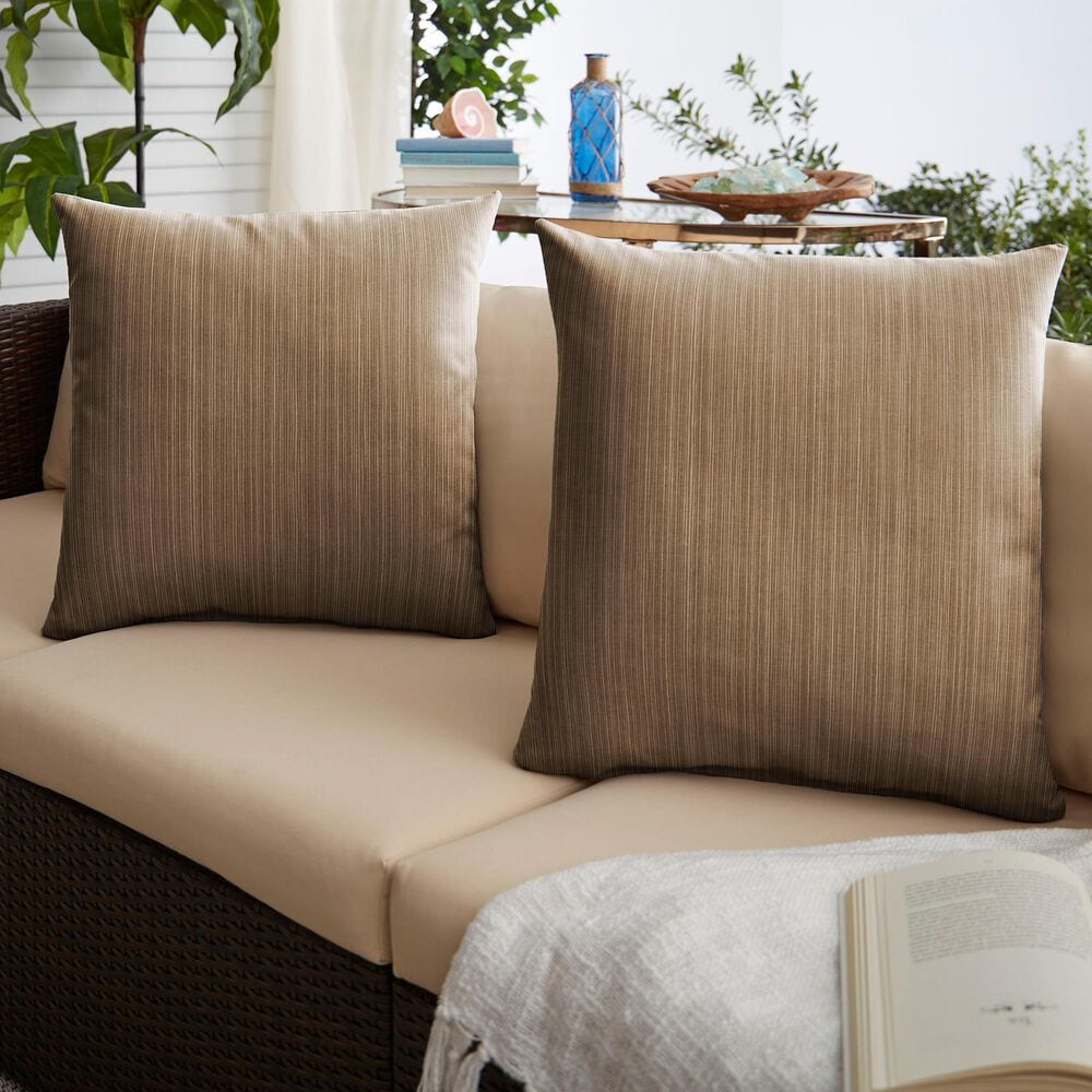 Sorra Home Sunbrella 18" Pillow in Dupione Walnut (Set of 2), , large