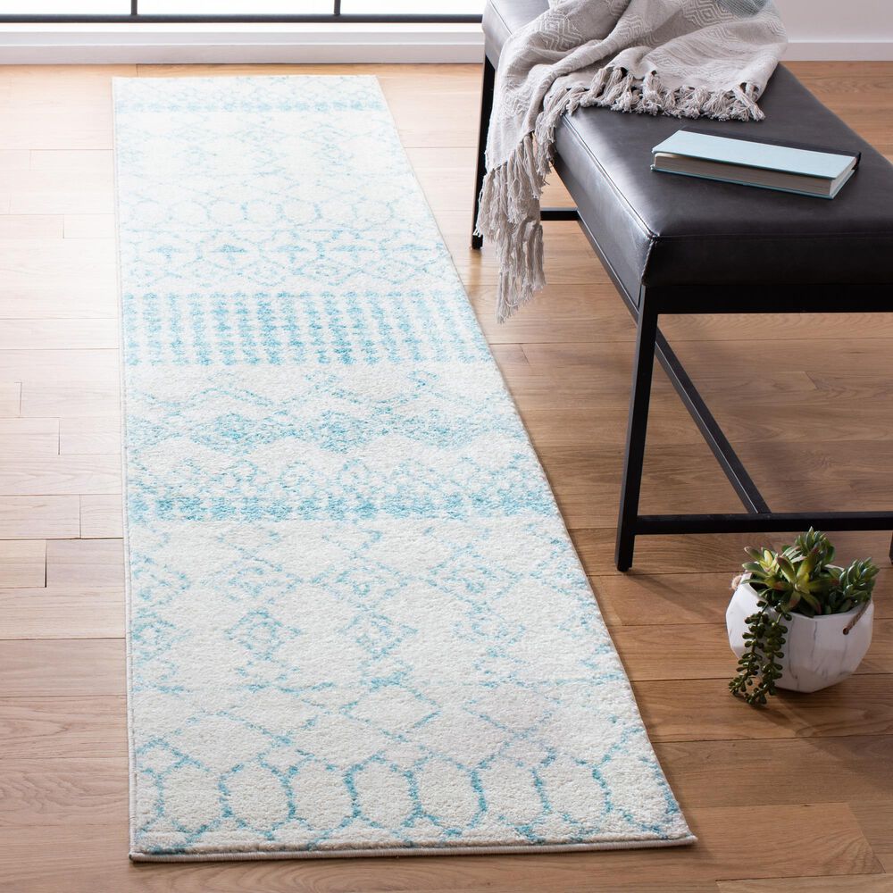 Safavieh Tulum 2&#39; x 9&#39; Ivory and Turquoise Runner, , large