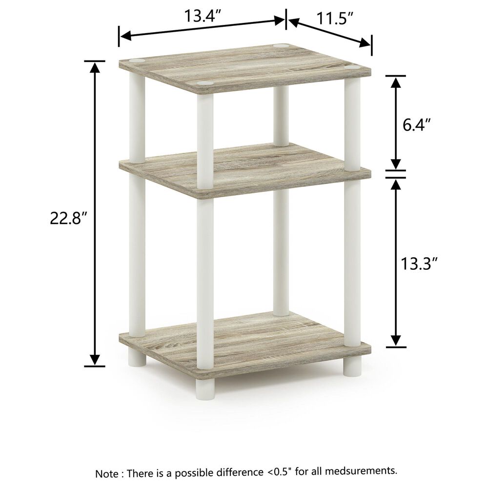 HOMLUX 3-Tier End Table in Sonoma Oak and White, , large