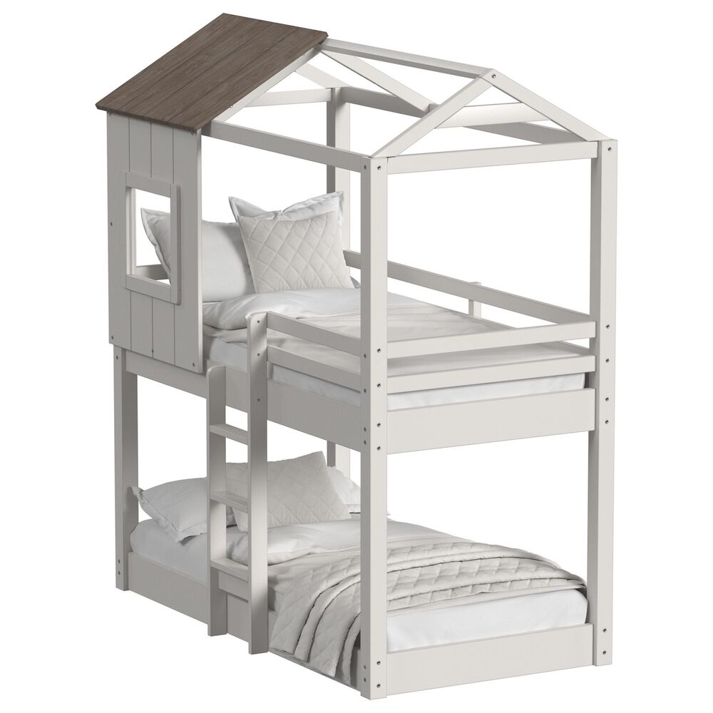 Eastern Shore Lodge Twin over Loft Bunk Bed in Cookies and Cream, , large