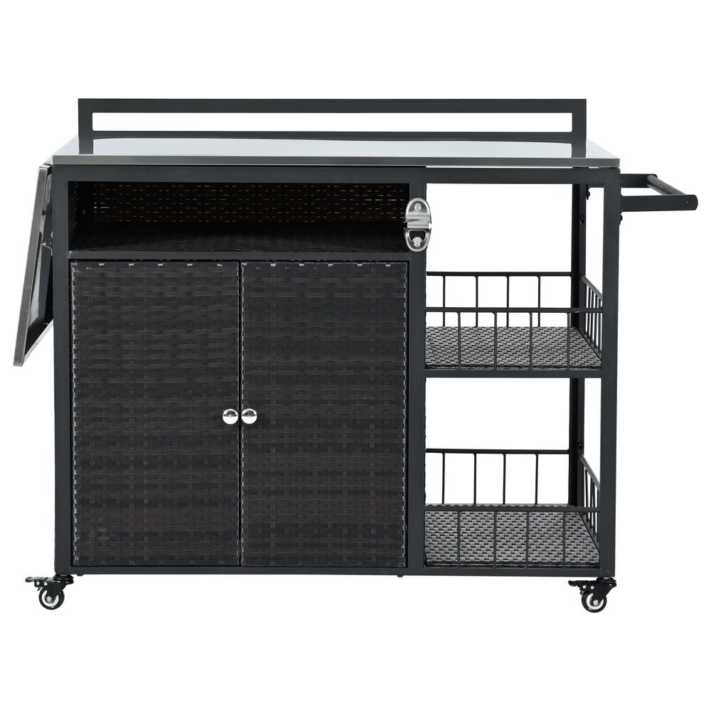 Hearth and Haven Patio Serving Cart in Dark Brown, , large