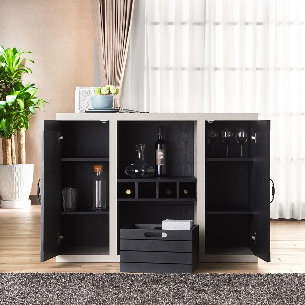 Furniture of America Taylor Buffet in Black/Cement, , large