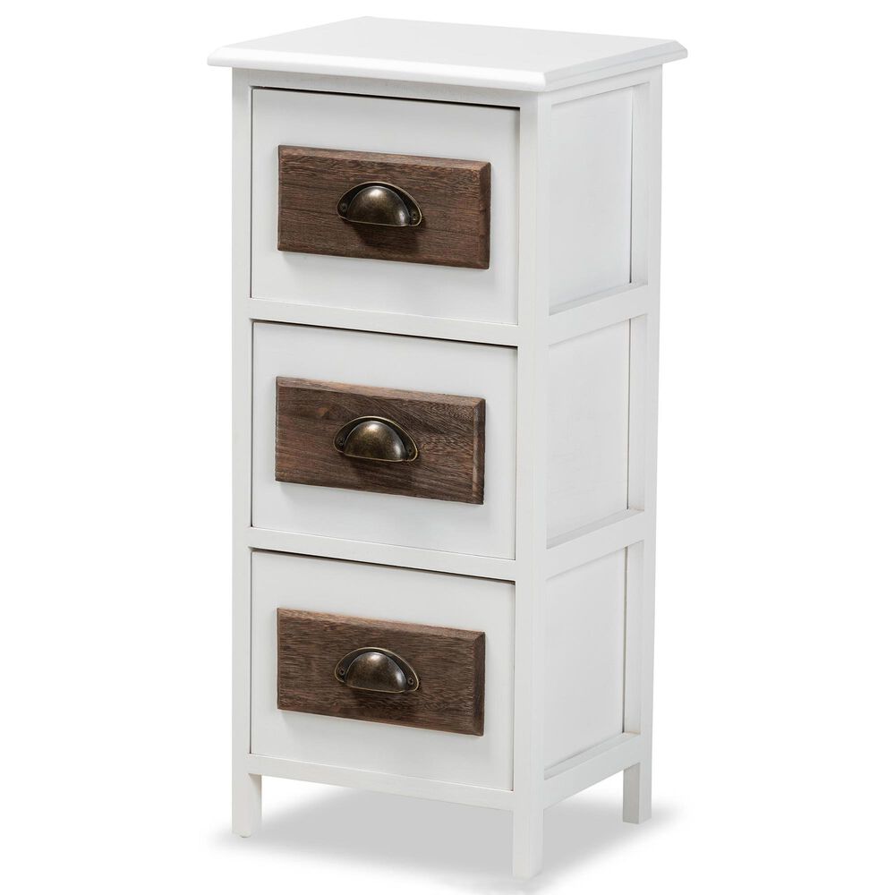 Baxton Studio Fanning 3-Drawer Storage Unit in White and Walnut Brown, , large