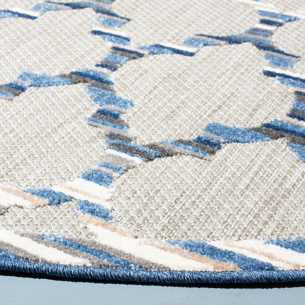 Safavieh Cabana CBN333G 6&#39;7&quot; Round Grey and Blue Indoor/Outdoor Area Performance Rug, , large