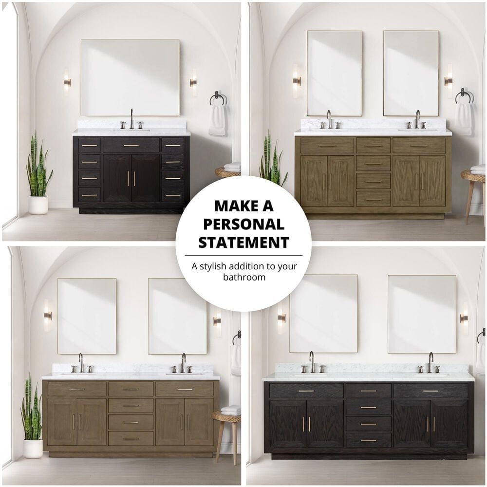 Lexora Home Abbey 80&quot; Double Bathroom Vanity in Black Oak with 2 cm White Cultured Marble Top and Rectangular Sinks, , large