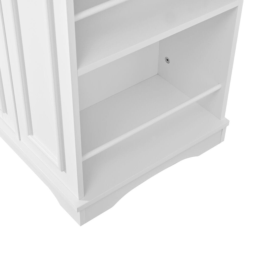 HOMLUX 54" Mobile Kitchen Island with Glass Door Storage in Walnut and White, , large