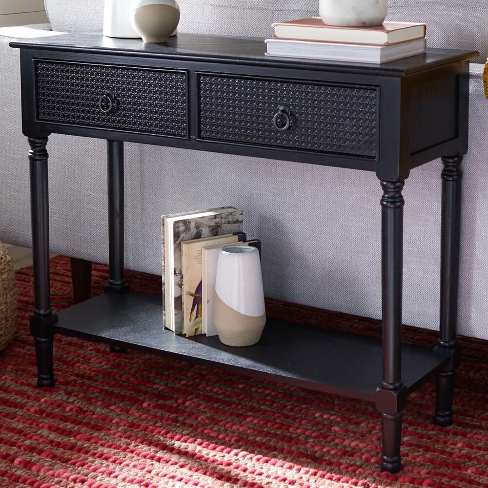 Safavieh Haines 2-Drawer Console Table in Black, , large