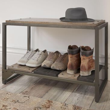 Bush Refinery Shoe Storage Bench in Rustic Gray, , large