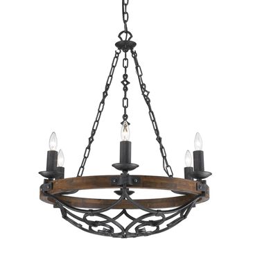 Golden Lighting Madera 6-Light Chandelier in Black Iron, , large