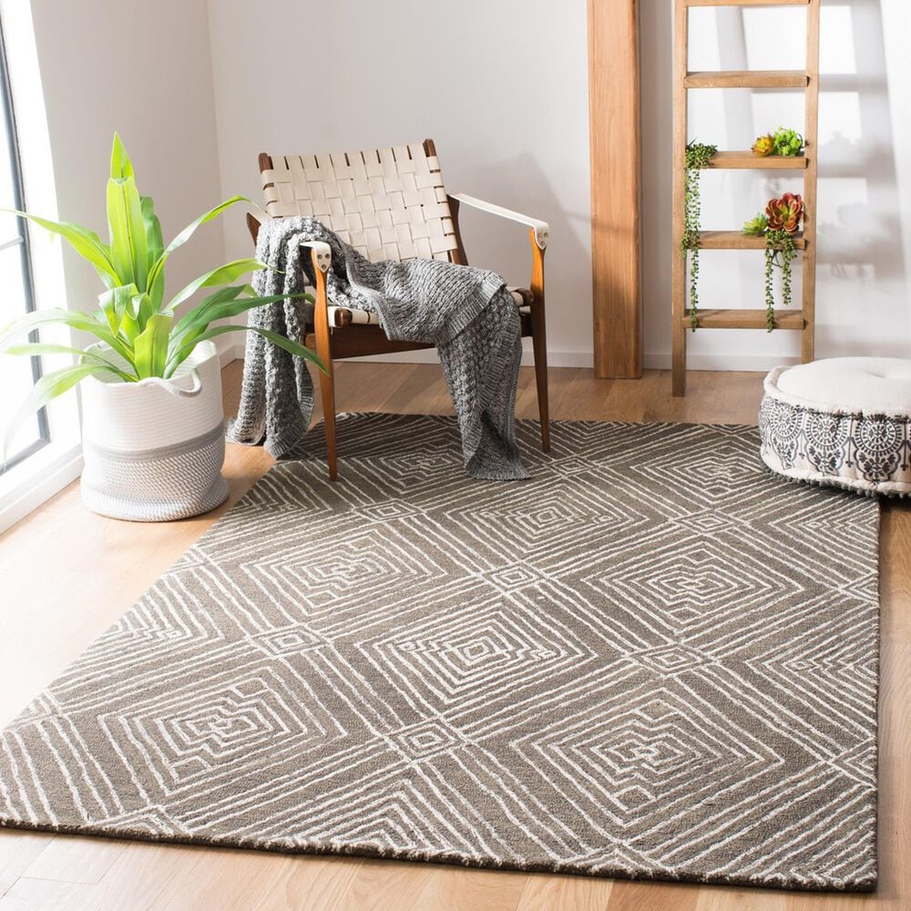 Safavieh Micro-Loop 5&#39; x 8&#39; Dark Grey and Ivory Area Rug, , large