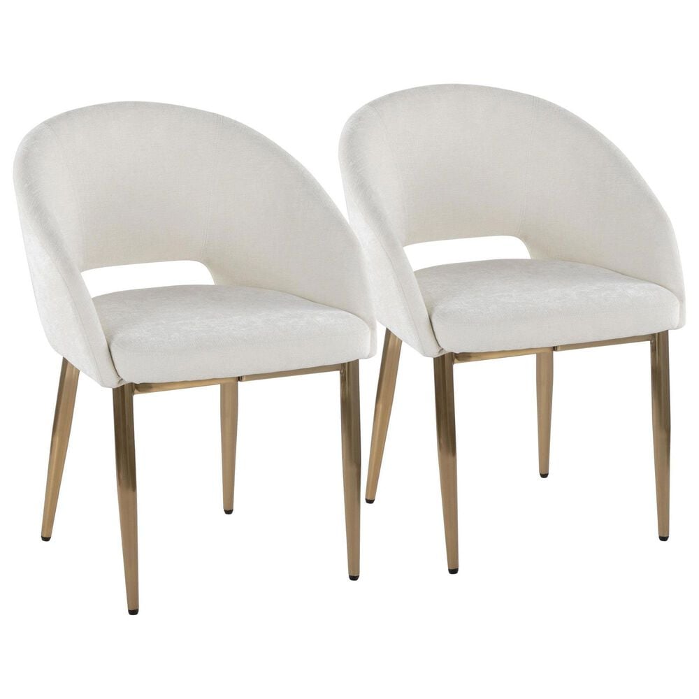 LumiSource Renee Arm Chair with Off-White Fabric Cushion in Gold (Set of 2), , large