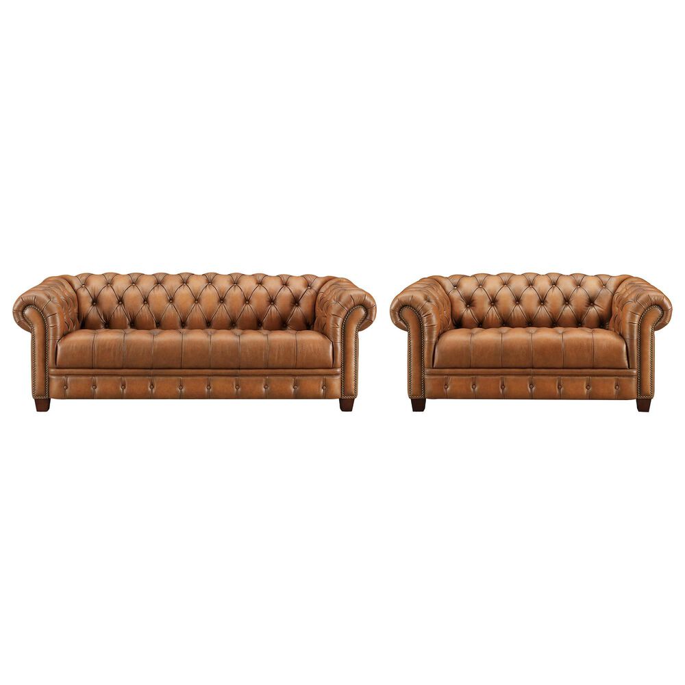 Hydeline York Stationary Sofa and Loveseat Set in Cienna Saddle, , large