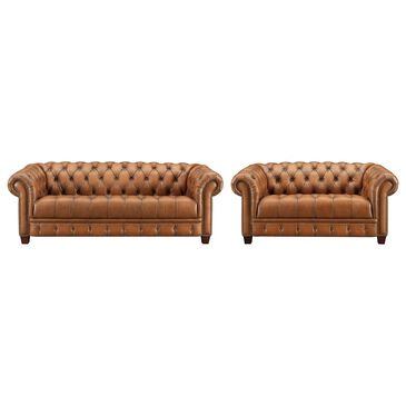 Hydeline York Stationary Sofa and Loveseat Set in Cienna Saddle, , large