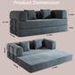 GigaCloud Corduroy Convertible Sleeper Sofa with Cylindrical Pillow in Gray, , large