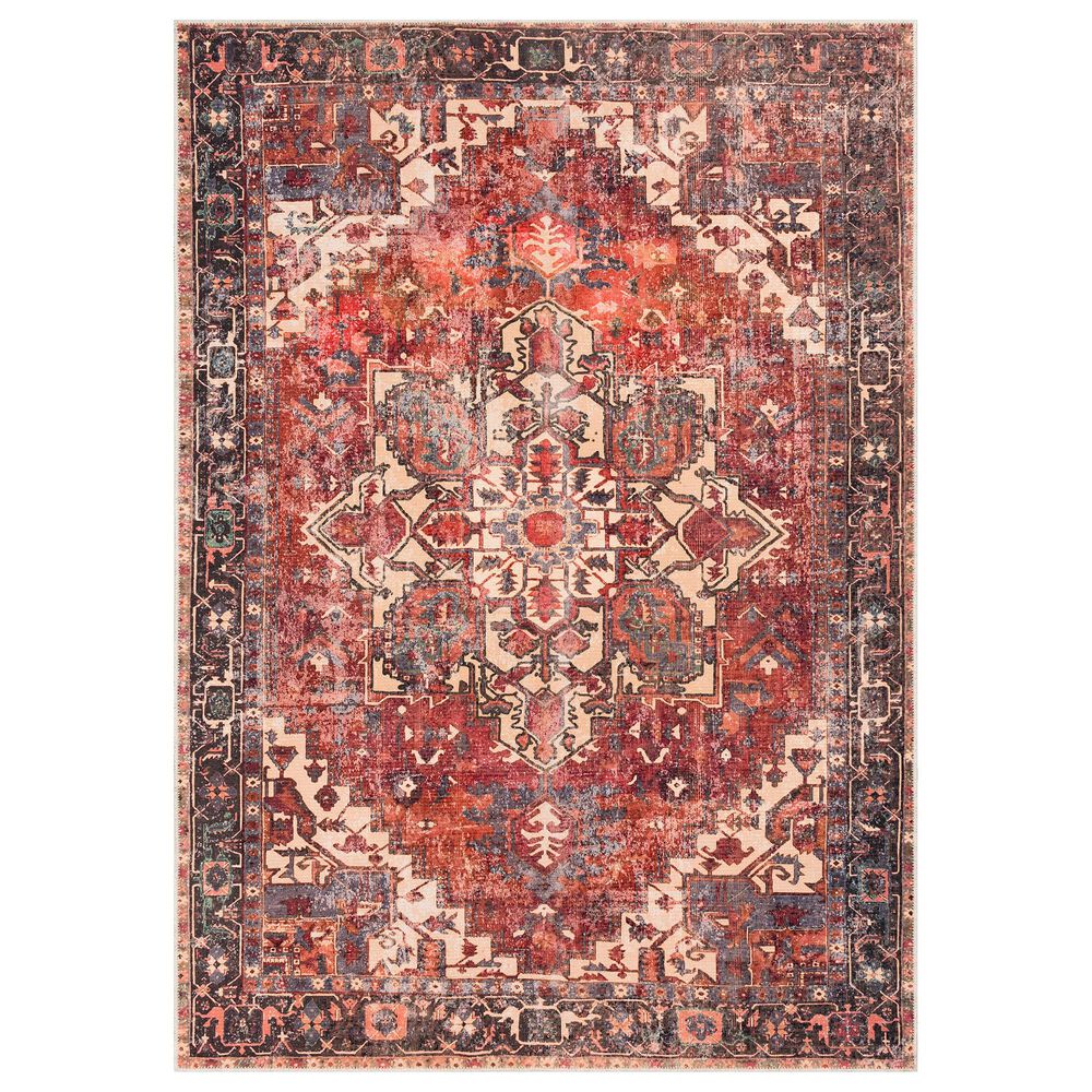 Surya Amelie AML-2308 5"3" x 7"3" Rust, Green, Butter, Denim, Purple, Rose and Clay Area Rug, , large