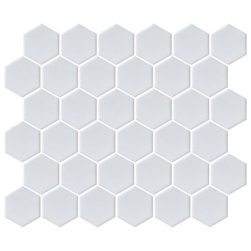 Emser Savvy White 2" Hexagon on 11" x 12" Glazed Porcelain Mosaic Sheet, , large