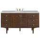 James Martin Vanities Amberly 60" Single Bathroom Vanity in Mid-Century Walnut with 3 cm Victorian Silver Quartz Top and Rectangular Sink, , large