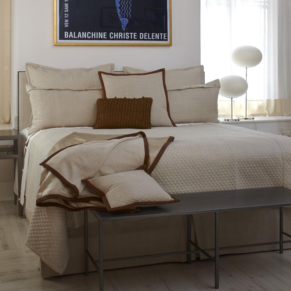 Ann Gish Basketweave Quilted King Coverlet in Natural, , large