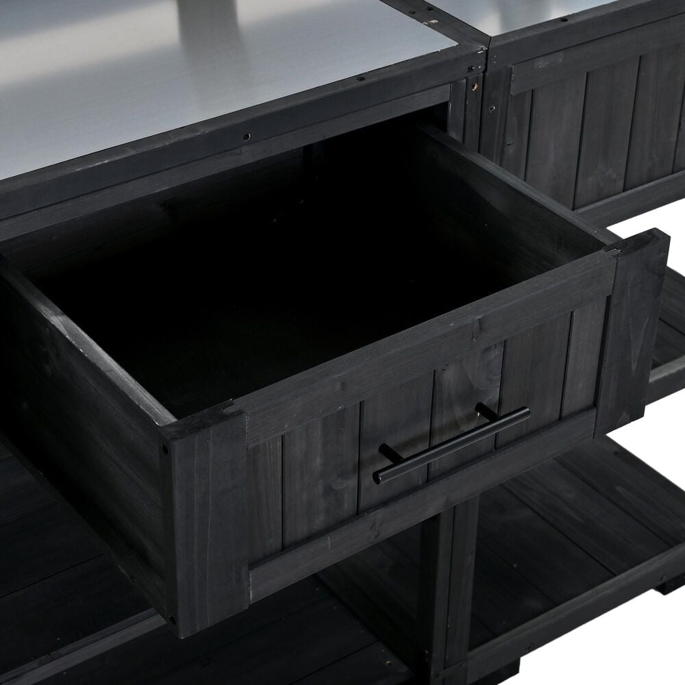 HOMLUX 62.3'' Outdoor Kitchen Island in Black, , large
